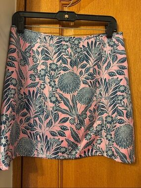 J. Crew Pink Mini Skirt with Navy Floral Print